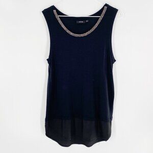 Apt. 9 Sleeveless Black Pullover Blouse Embellished Neckline Sparkle Size M